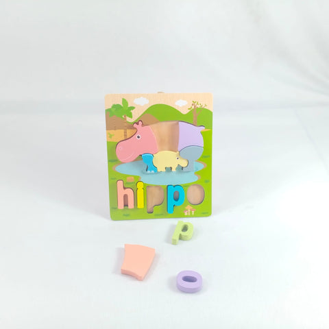 Extrokids 3d Wooden Puzzle Board - Hippo - EKT1862