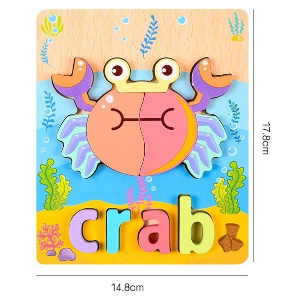 Extrokids 3d Wooden Puzzle Board - Crab - EKT1863