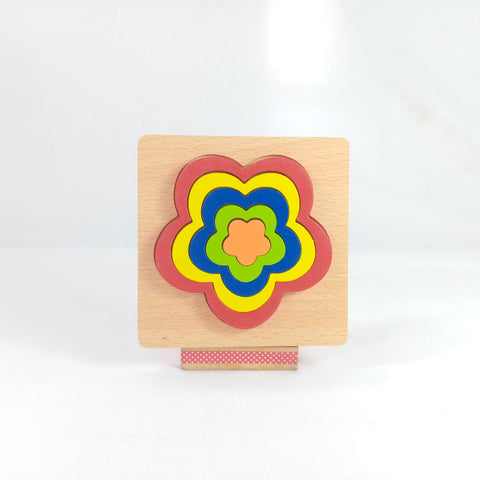 Extrokids DIY CREATIVE 3D WOODEN PUZZLE GEOMETRY SHAPE PUZZLE  EDUCATIONAL TOYS (FLOWER) - EKT1875