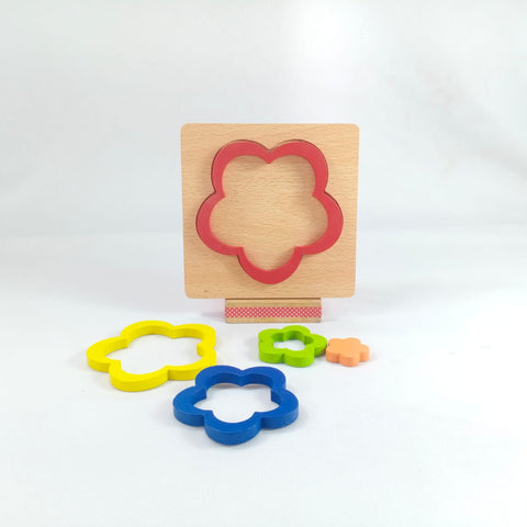 Extrokids DIY CREATIVE 3D WOODEN PUZZLE GEOMETRY SHAPE PUZZLE  EDUCATIONAL TOYS (FLOWER) - EKT1875