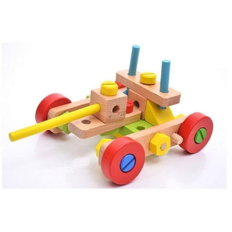 Extrokids Wooden Bright Colourful Nut Assembly Mechanix Building Blocks Educational Learning Toy - - EKT1878