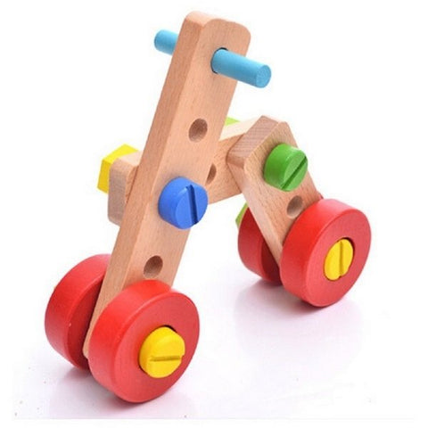 Extrokids Wooden Bright Colourful Nut Assembly Mechanix Building Blocks Educational Learning Toy - - EKT1878