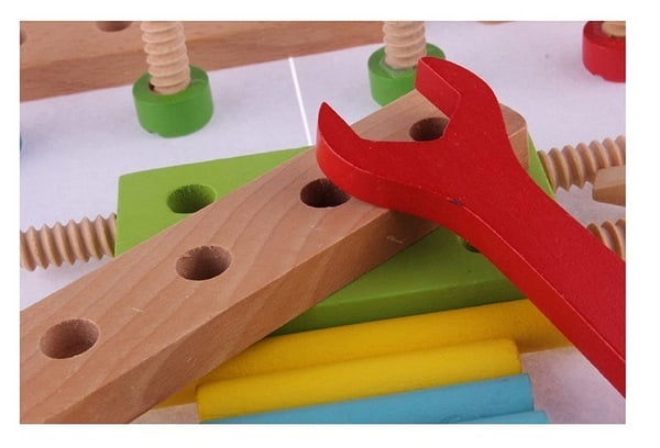 Extrokids Wooden Bright Colourful Nut Assembly Mechanix Building Blocks Educational Learning Toy - - EKT1878