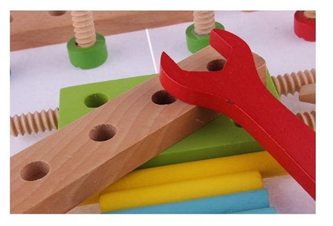 Extrokids Wooden Bright Colourful Nut Assembly Mechanix Building Blocks Educational Learning Toy - - EKT1878