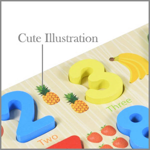 Extrokids 3D Wooden Number Puzzles with Pictures for Children Educational Learning Board Toy - EKT1889