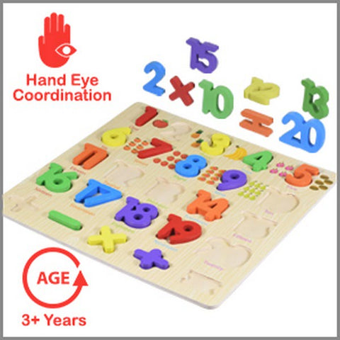 Extrokids 3D Wooden Number Puzzles with Pictures for Children Educational Learning Board Toy - EKT1889