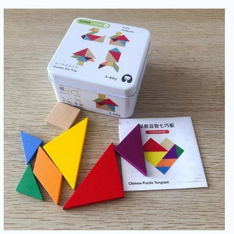 Extrokids Wooden Geometry Block Game Toy Tangram - EKT1896H