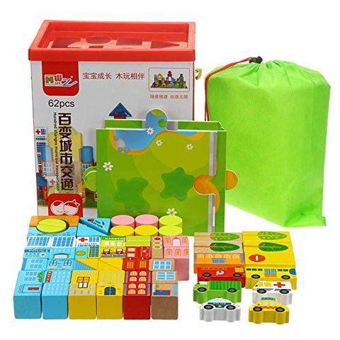 Extrokids Wooden Public Places & Municipal Tranportation Block Puzzle - EKT1901
