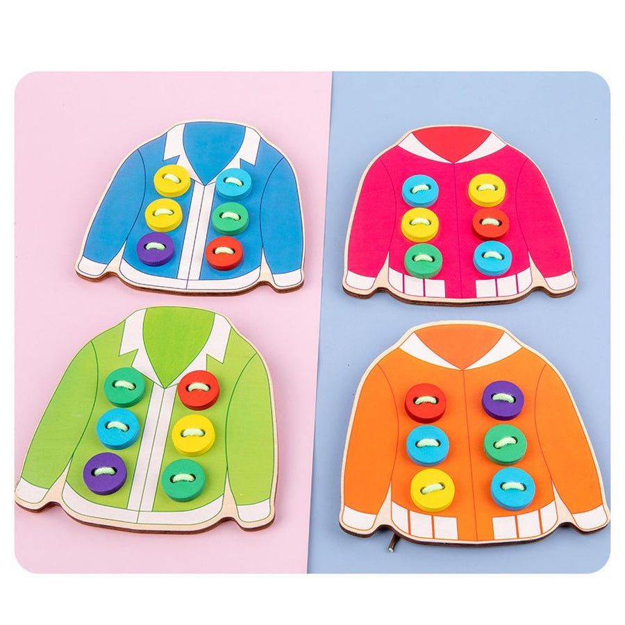Extrokids Wooden Threading Clothes String Button Toy - EKT1908