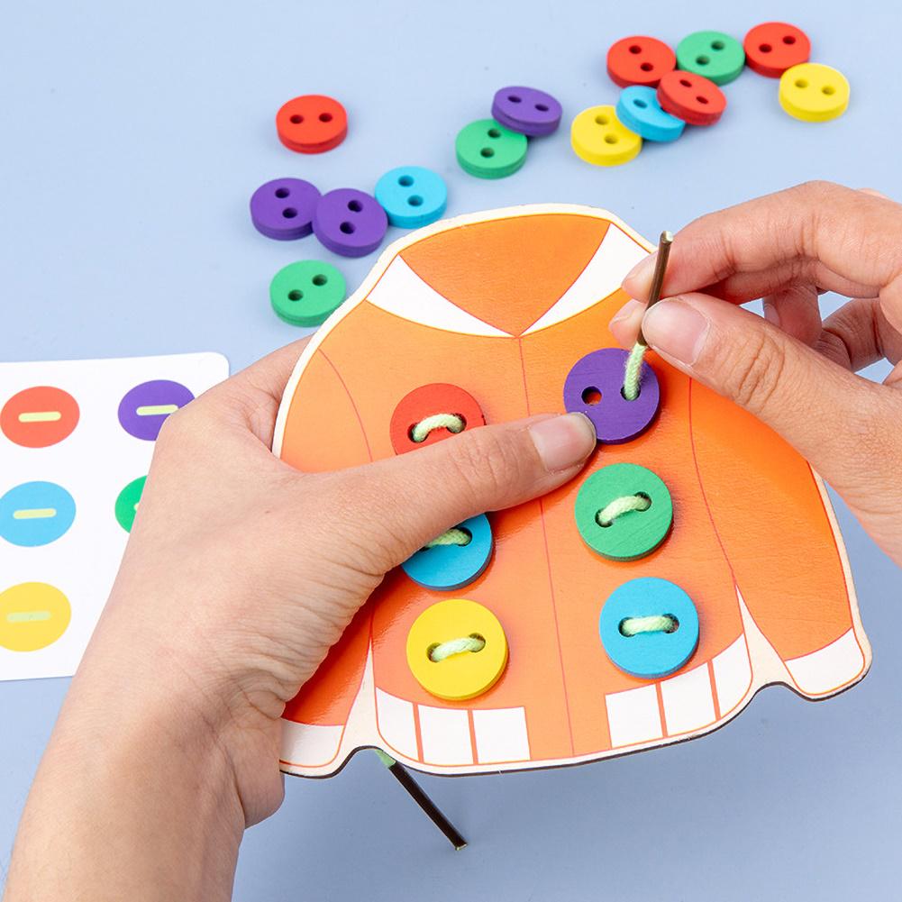 Extrokids Wooden Threading Clothes String Button Toy - EKT1908