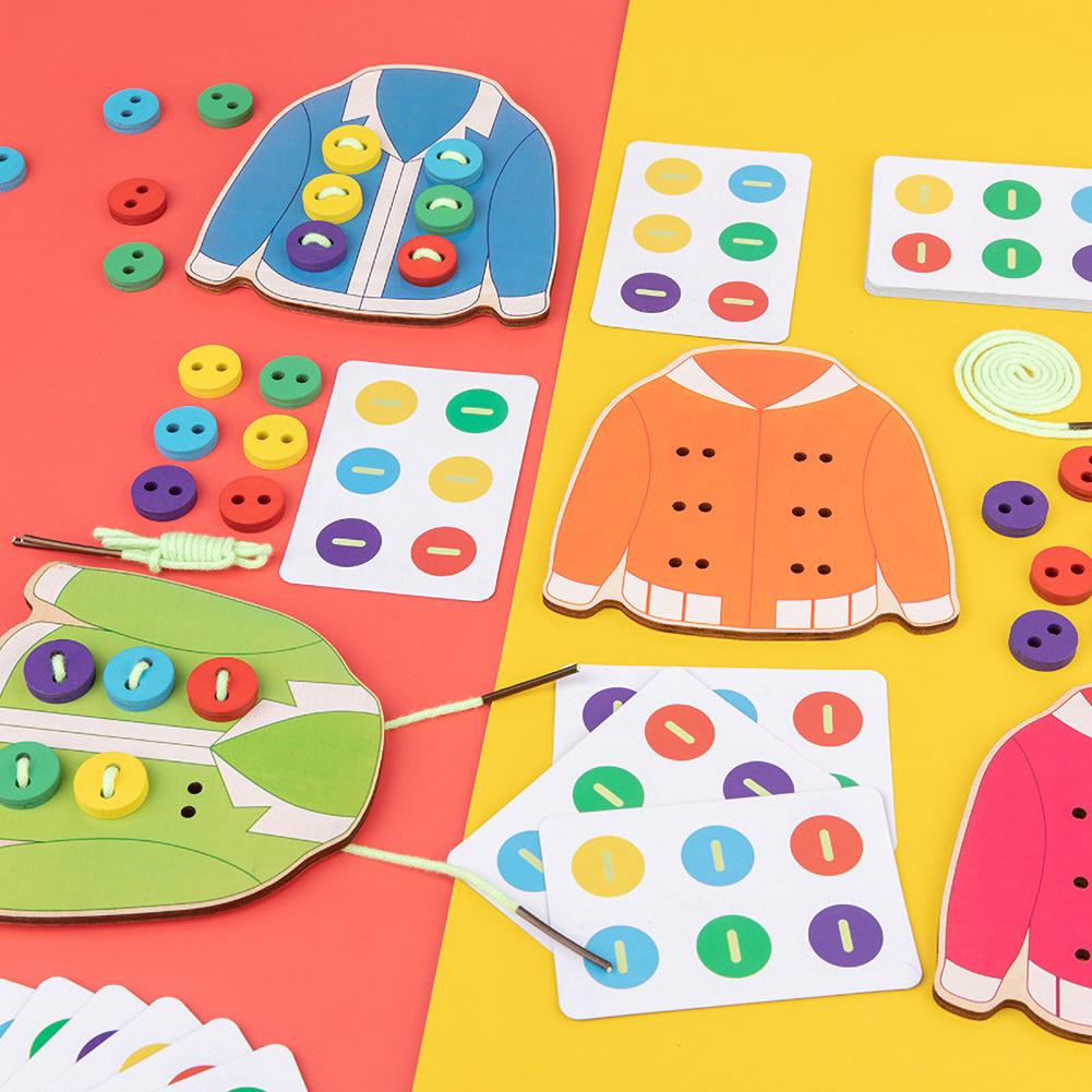 Extrokids Wooden Threading Clothes String Button Toy - EKT1908