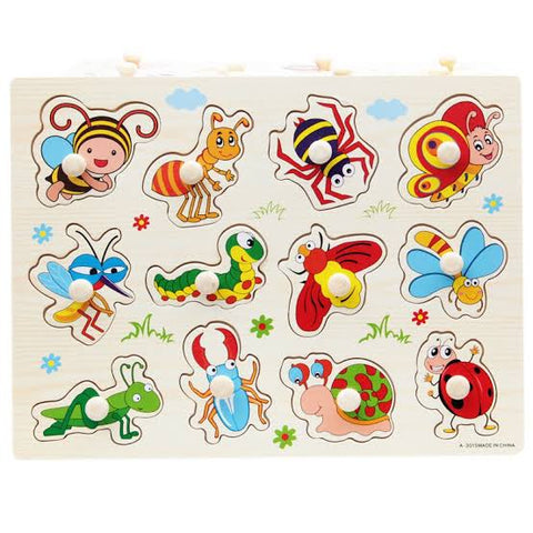 Extrokids Children Educational  Wooden Insect Puzzle with Knob - EKT1912