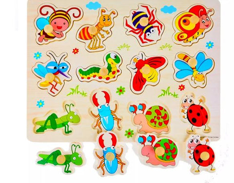 Extrokids Children Educational  Wooden Insect Puzzle with Knob - EKT1912