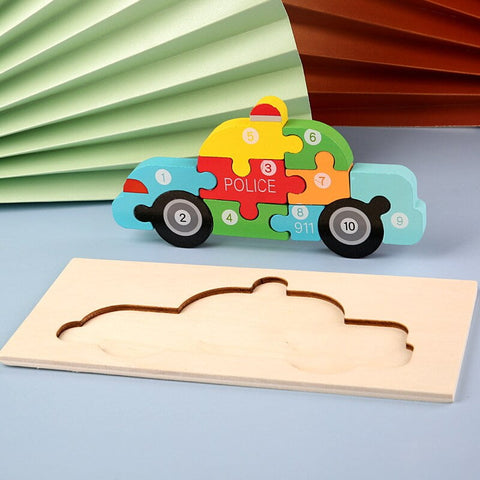 Extrokids Montessori  Wooden Toddler Puzzles for Kids - Police Car - EKT1913B