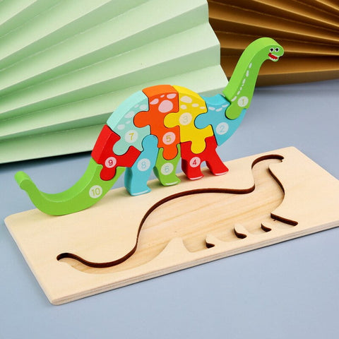 Extrokids Montessori  Wooden Toddler Puzzles for Kids - Dinosaur - EKT1913C