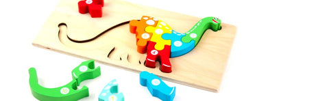 Extrokids Montessori  Wooden Toddler Puzzles for Kids - Dinosaur - EKT1913C