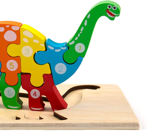 Extrokids Montessori  Wooden Toddler Puzzles for Kids - Dinosaur - EKT1913C