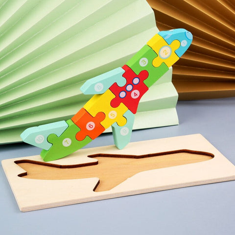 Extrokids Montessori  Wooden Toddler Puzzles for Kids - Aeroplane - EKT1913H