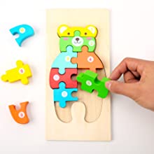 Extrokids Montessori  Wooden Toddler Puzzles for Kids - Bear - EKT1913J