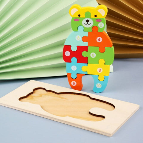 Extrokids Montessori  Wooden Toddler Puzzles for Kids - Bear - EKT1913J
