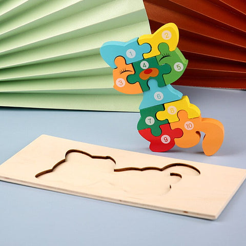 Extrokids Montessori  Wooden Toddler Puzzles for Kids - Cat - EKT1913K