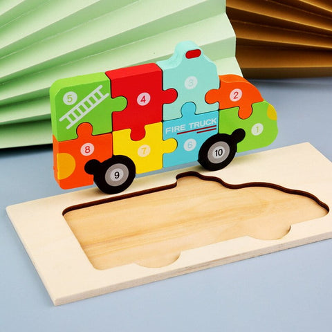 Extrokids Montessori  Wooden Toddler Puzzles for Kids - Fire Truck - EKT1913L