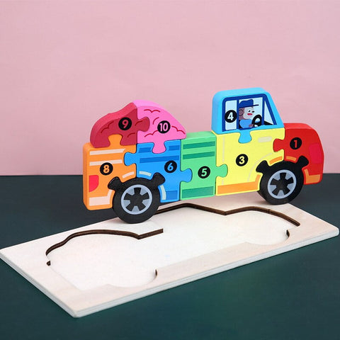 Extrokids Montessori  Wooden Toddler Puzzles for Kids - Car - EKT1913N