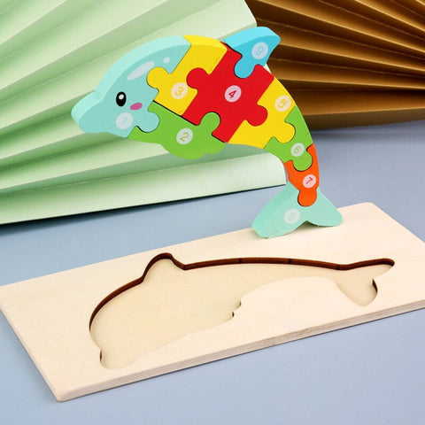 Extrokids Montessori  Wooden Toddler Puzzles for Kids - Dolphin - EKT1913R
