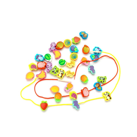 Extrokids Wooden Fruit Bead Lacing Toy Stringing Beading Game - EKT1914C