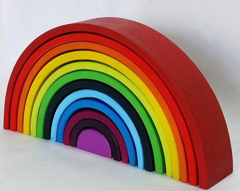 Extrokids Wooden colorful 12 PC Rainbow Stacker Stacking Toy - Large - EKT1918