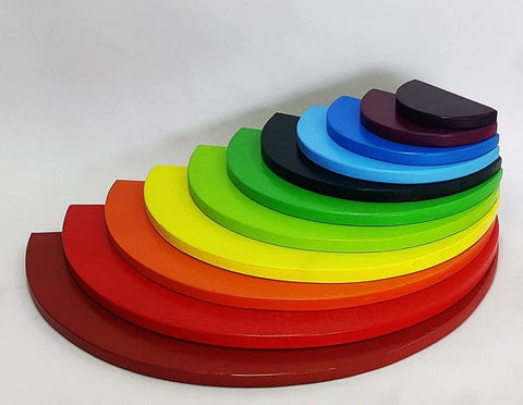 Extrokids Wooden 11 PC Rainbow Semi Circle Round Stacking Toy -Large - EKT1919