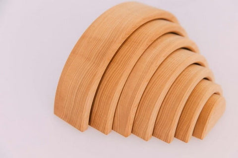 Extrokids 7 Pc Wooden Natural Rainbow Stacker Toy - Small - EKT1920