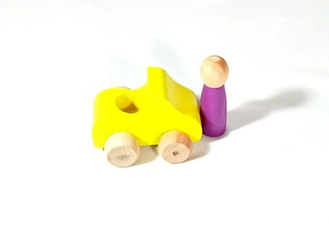 Extrokids Wooden Set of 1 Car With 1Peg Doll Toy - EKT1924