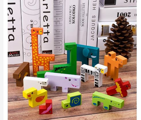 Extrokids 3D  Wooden  Jigsaw Animal Puzzles Cube Toy For Chindren - EKT1935