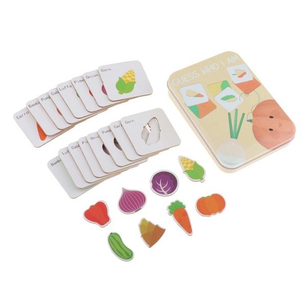 Extrokids Kids Learning Flash Cards Insect Vegetables Toy Puzzle Shape Maching Card - EKT1953