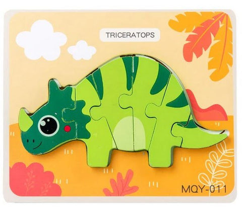Extrokids Wooden Triceratops   Dinosaur  Puzzle Toy  - EKT1972