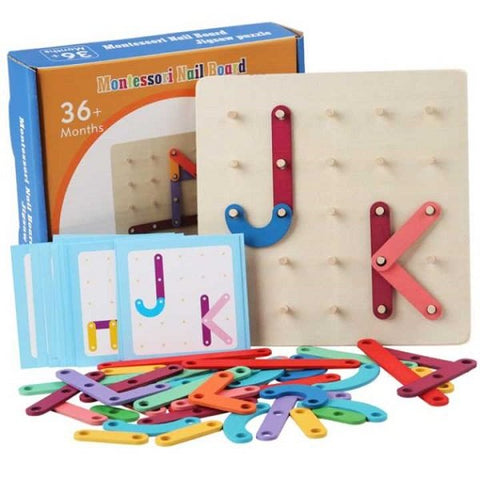 Extrokids  Montessori Alphabet Letter Puzzle Toys Educational Wooden Puzzle Toy Set Childrens Graphic Educational Toy Wooden Board Game -  EKT1984