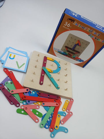 Extrokids  Montessori Alphabet Letter Puzzle Toys Educational Wooden Puzzle Toy Set Childrens Graphic Educational Toy Wooden Board Game -  EKT1984