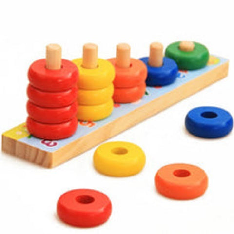 Extrokids Calculate Circles Rainbow Loop Puzzle Games Kids Counting Stacker Number Learning Wooden Early Educational Toy - EKT1986