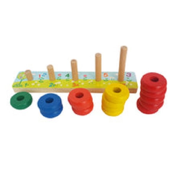 Extrokids Calculate Circles Rainbow Loop Puzzle Games Kids Counting Stacker Number Learning Wooden Early Educational Toy - EKT1986