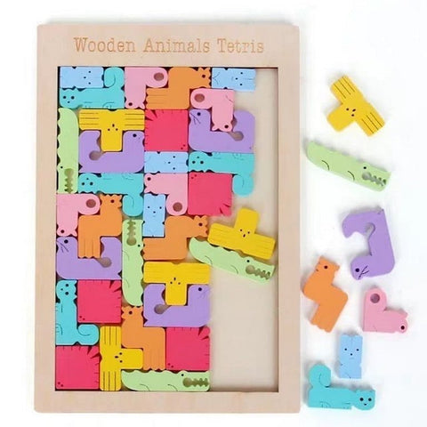 Extrokids  Colorful Wooden Animal Teris  Puzzles For Kids - EKT1987