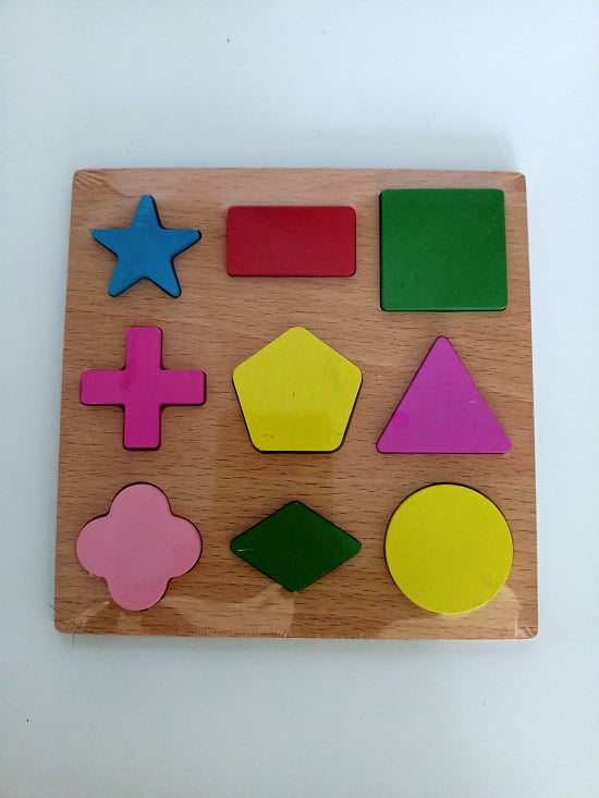 Extrokids Wooden Geometric Shapes Montessori Puzzle Toy  - EKT2001