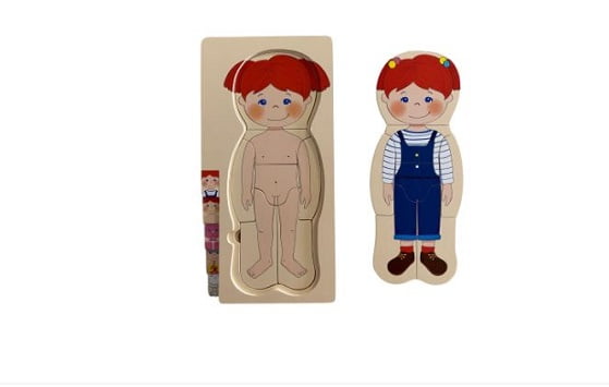 Extrokids Wooden Human Body Anatomy Educational Puzzle - Girl - EKT2013