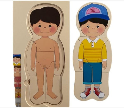 Extrokids  Wooden Human Body Anatomy Educational Puzzle - Boy  - EKT2014
