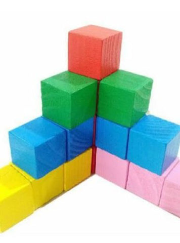 Extrokids Wooden Square Coloured Building Blocks - EKT2015