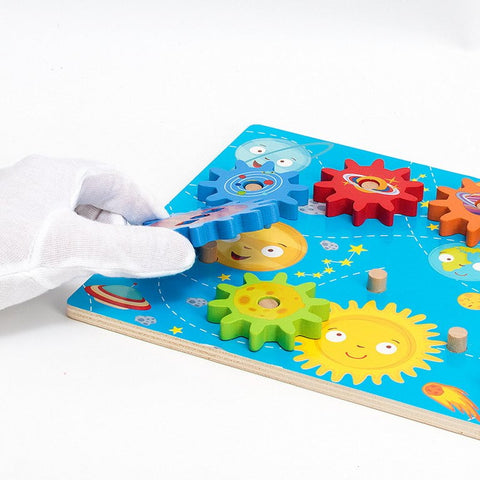 Extrokids Kids Wooden Toys Gear Assembly Block Puzzle Ocean Planet Color Matching Board Games Montessori Educational Gifts for Children - EKT2027