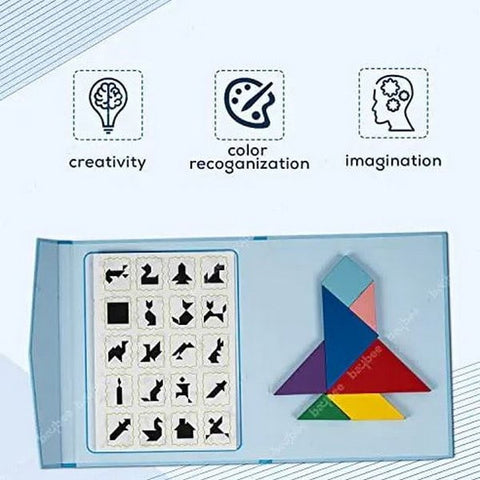 Wooden Tangram Magnetic Puzzles With Book