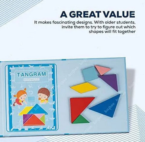 Wooden Tangram Magnetic Puzzles With Book