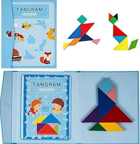 Wooden Tangram Magnetic Puzzles With Book