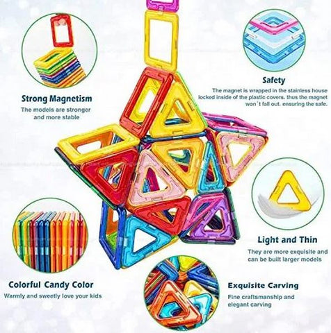 Extrokids 86 Pcs Mag-Magic Designer Magnetic Multicolor 3D Blocks Educational Construction Stacking Set - EKT2033